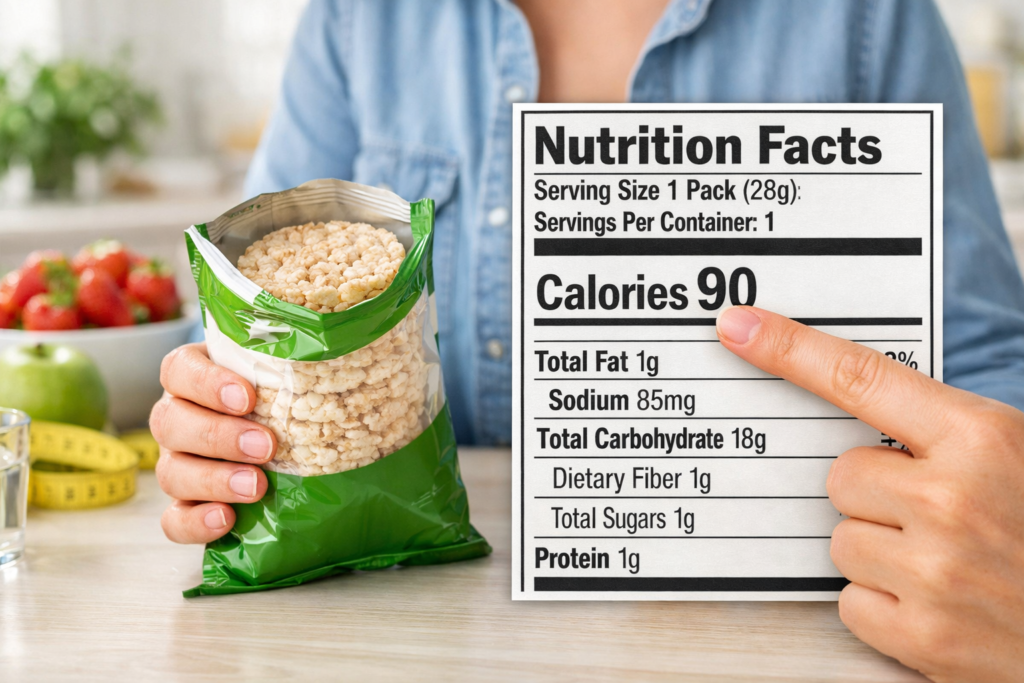 Person examining a food nutrition label to make smarter choices for weight loss