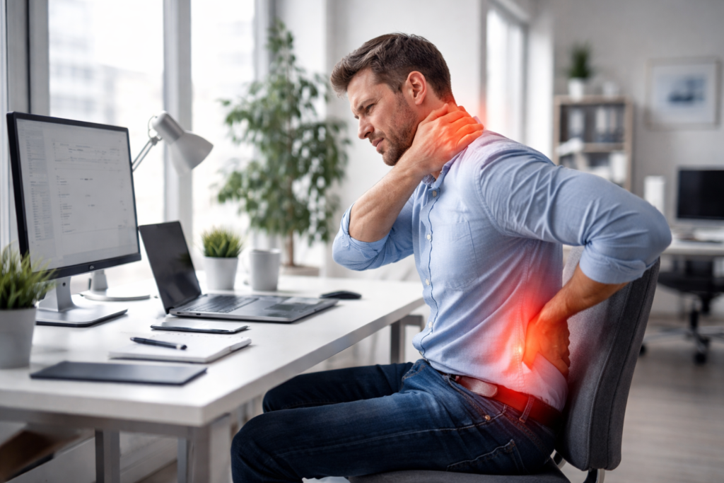 Sitting too much at a desk causing back and neck discomfort