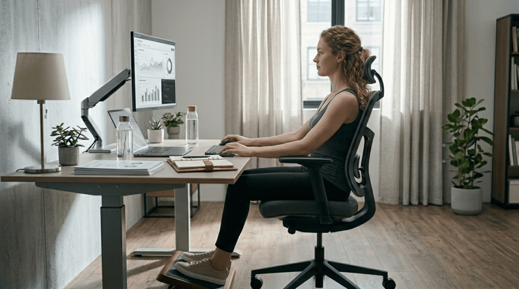 90-90-90 sitting posture diagram for desk setup
