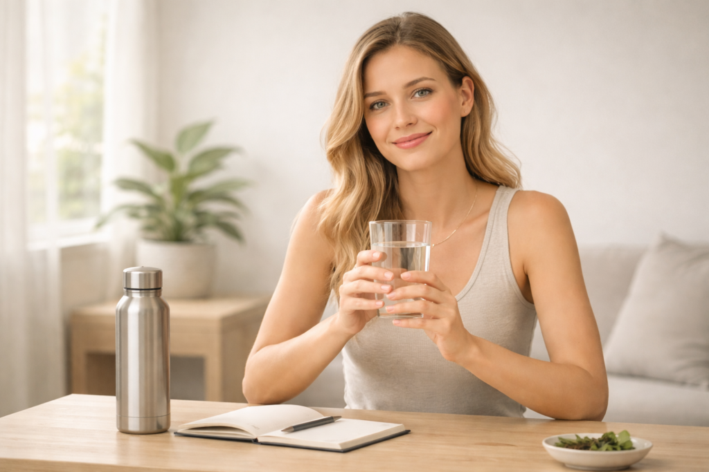 Drinking water daily for better skin and hydration