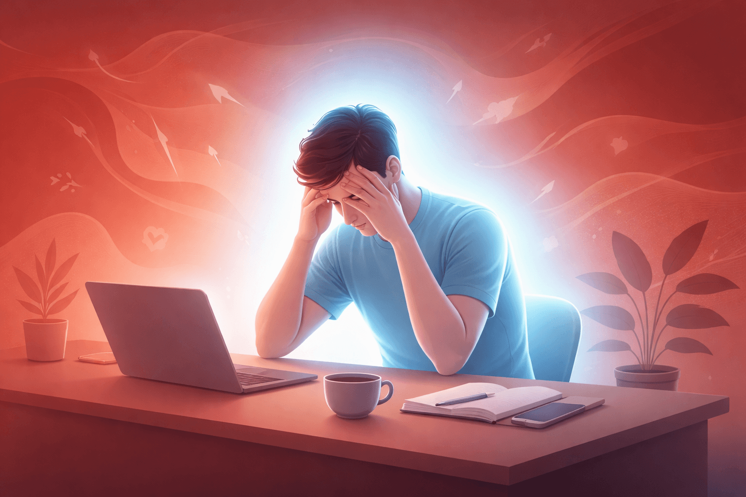 Stressed person affecting metabolism and weight gain