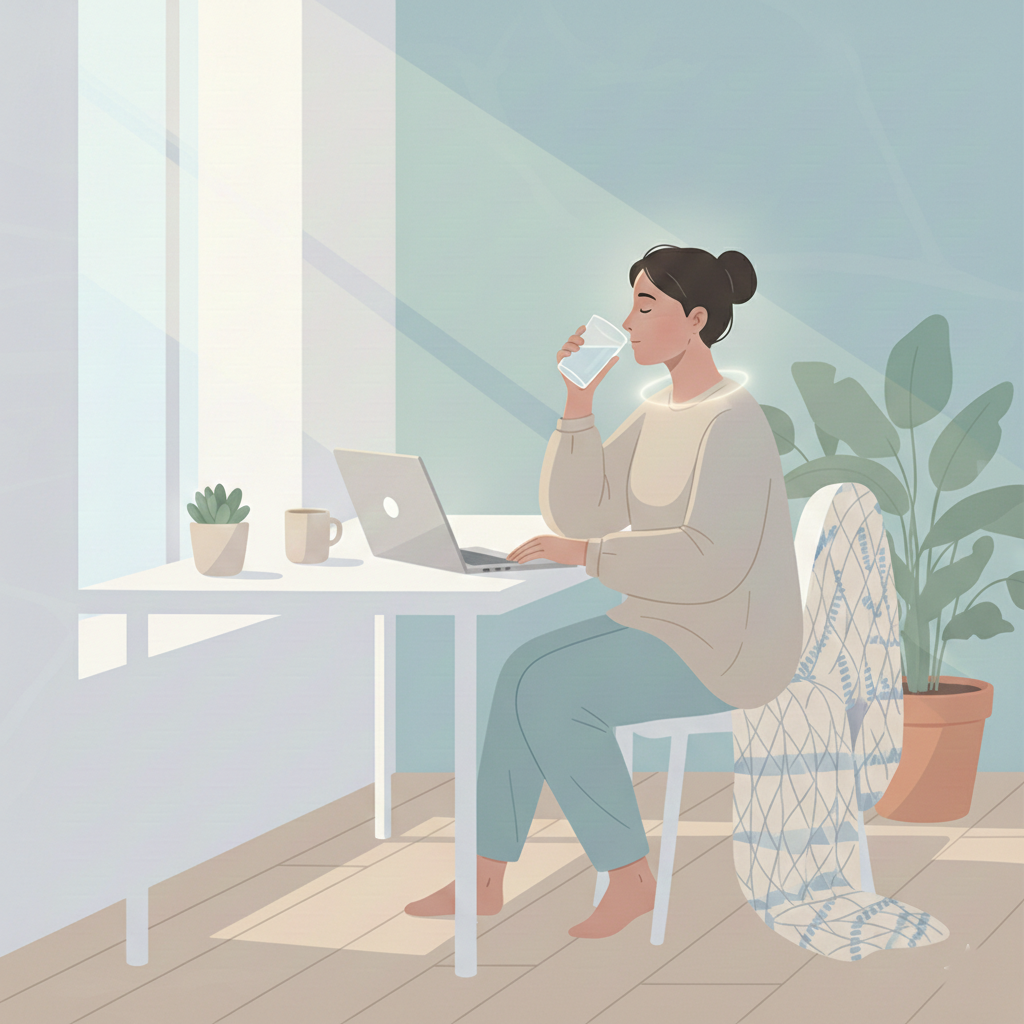 Drinking water to improve brain function and mental focus while working