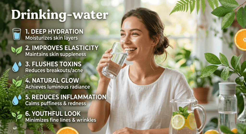 does drinking water improve skin hydration