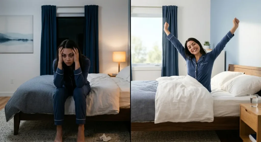Tired person at a desk showing common sleep deprivation symptoms including fatigue and lack of concentration